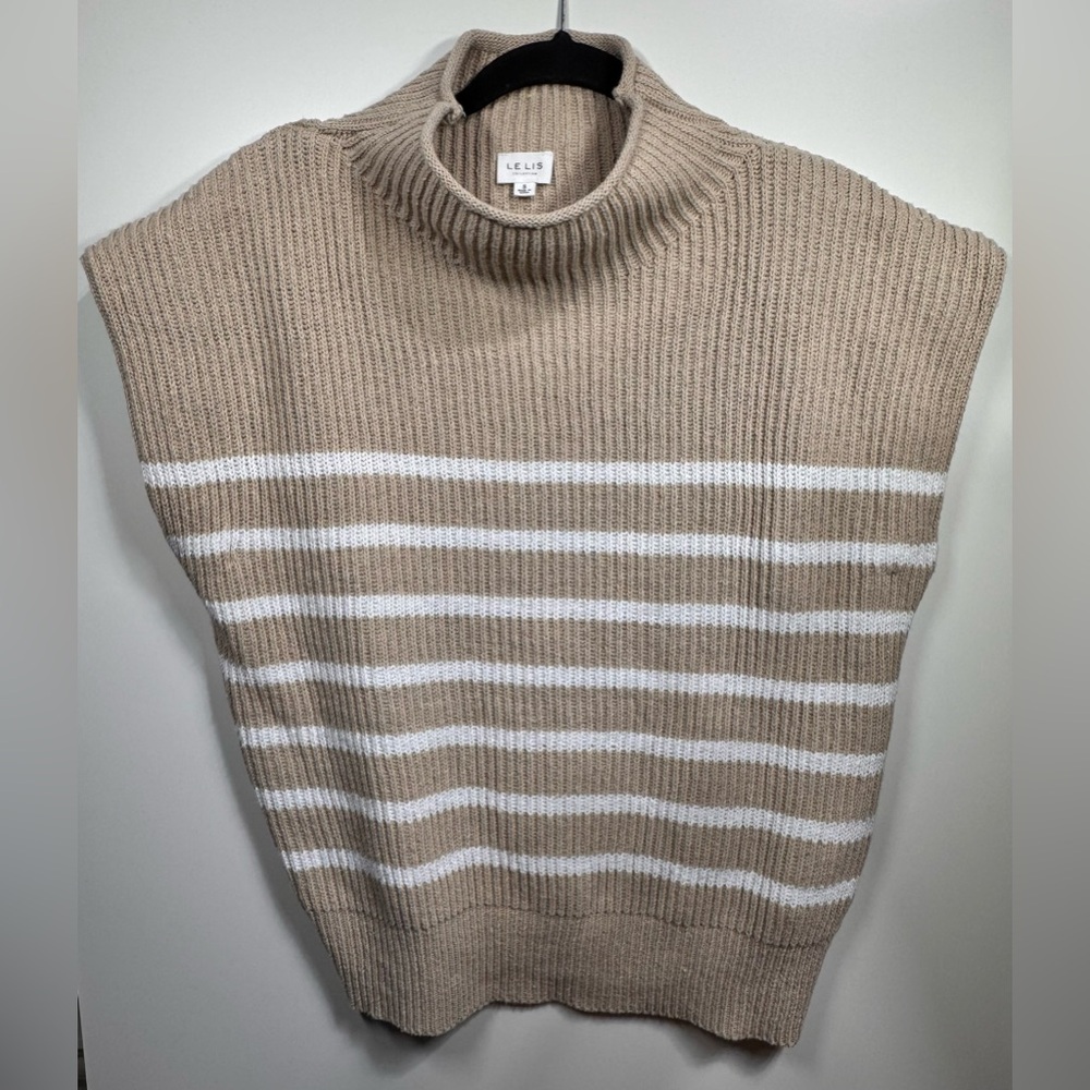 Le Lis Sleeveless Sweater with Mock Turtleneck- Size Small